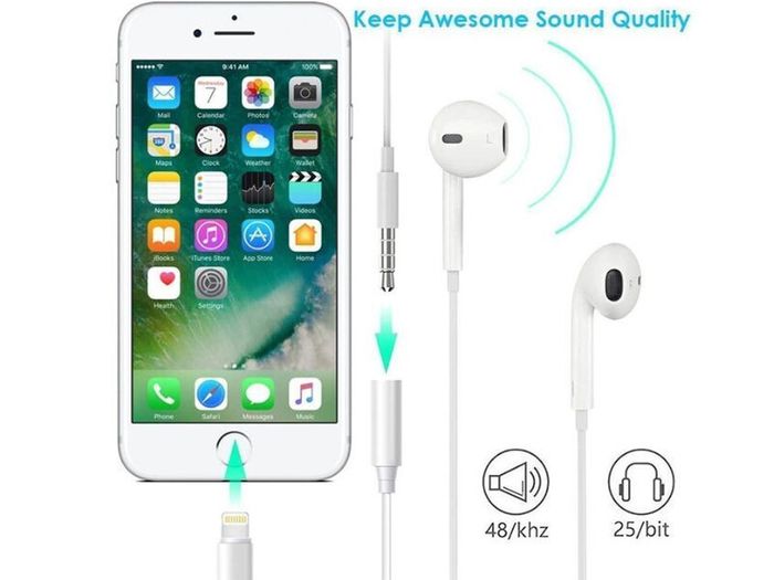 Lightning to 3.5mm Headphone Jack Adapter 10cm White