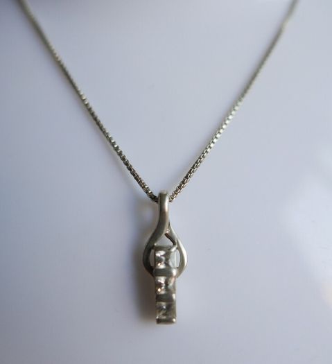 Vintage Sterling Silver 925 Drop Pendant Necklace length 18" - 4,5g