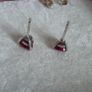 Pandora red heart stud earrings very good condition Image 5