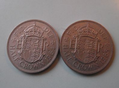 Great Britain. Elizabeth II. 2 Half Crowns (1964+1965)