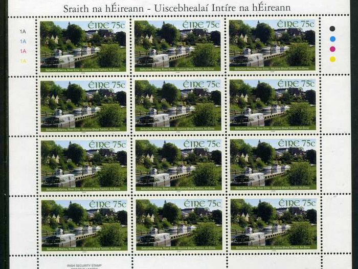 2006 Ireland Inland Waterways Commemorative Stamp Sheetlet Plate 1A1A1A1A Mint Never Hinged (MNH)