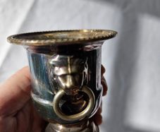 Vintage Viners Of Sheffield Silver Plated Lion Head Ringed Urn/Vase Lined
