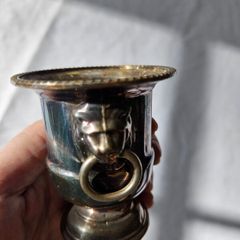 Vintage Viners Of Sheffield Silver Plated Lion Head Ringed Urn/Vase Lined
