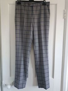 House of Cavani Mens Grey and Blue Checked Trousers Size 32