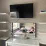 White dressing table with mirror, Hollywood lights, shelves and chair Image 5