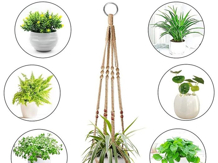 2 Pcs Plant Hangers Hanging Plant Holder for Indoor Outdoor Decor Macrame Hanging Planter Basket with 4 Hooks(35 Inch)