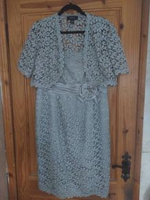 R and M Richards silver lace dress with bolero (free post)