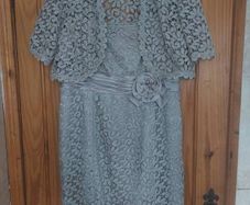 R and M Richards silver lace dress with bolero (free post)
