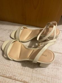 DUNE London Cream Sandals with Heel