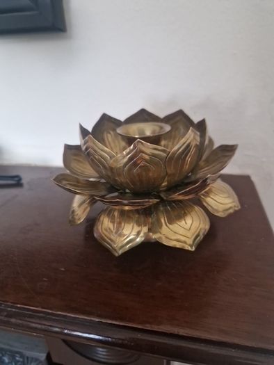 vintage brass lotus flower candle holder