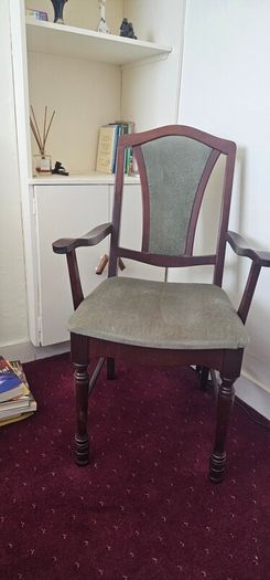 Vintage Mahogany Style Upholstered Armchair / Carver Chair