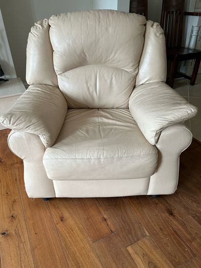 Free cream leather sofas & chair