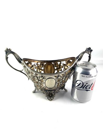 Rare Antique art nouveau silver plated basket