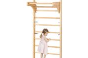 Swedish Ladder Wall Gym, 10-Level Solid Wood Indoor Jungle Gym, 220lbs Loading Indoor Playground Climbing Ladder for Kid Adults, Gymnastic Stall Bars with Pull-Up Bar - Ideal Gift for Boys Girls