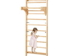 Swedish Ladder Wall Gym, 10-Level Solid Wood Indoor Jungle Gym, 220lbs Loading Indoor Playground Climbing Ladder for Kid Adults, Gymnastic Stall Bars with Pull-Up Bar - Ideal Gift for Boys Girls