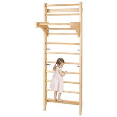 Swedish Ladder Wall Gym, 10-Level Solid Wood Indoor Jungle Gym, 220lbs Loading Indoor Playground Climbing Ladder for Kid Adults, Gymnastic Stall Bars with Pull-Up Bar - Ideal Gift for Boys Girls