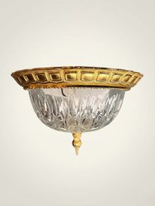 Elegant Vintage Pendant Chandelier Brass and Cut Glass Ceiling Lamp