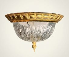 Elegant Vintage Pendant Chandelier Brass and Cut Glass Ceiling Lamp