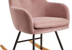 Rocking Chair Fabric Velvet Rocker Retro Design Relax Chair Armchair with Metal and Wood Legs