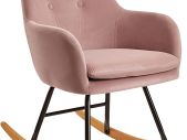 Rocking Chair Fabric Velvet Rocker Retro Design Relax Chair Armchair with Metal and Wood Legs