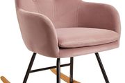 Rocking Chair Fabric Velvet Rocker Retro Design Relax Chair Armchair with Metal and Wood Legs
