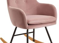 main image for ad Rocking Chair Fabric Velvet Rocker Retro Design Relax Chair Armchair with Metal and Wood Legs