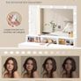 LED Dressing Table with LED Lighting, Vanity Table with Mirror, Adjustable Brightness, 2 Drawers and 3 Open Compartments Image 4