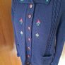 Hand Crafted & Hand Embroidered New Navy Wool Cardigan Size 12-14 Image 3