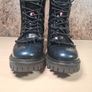 womens TOMMY HILFIGER ICONIC POLISHED LEATHER Boots black blue 8 eyelet lace up Size UK 6.5 EU 40 similar to dr martens Image 4