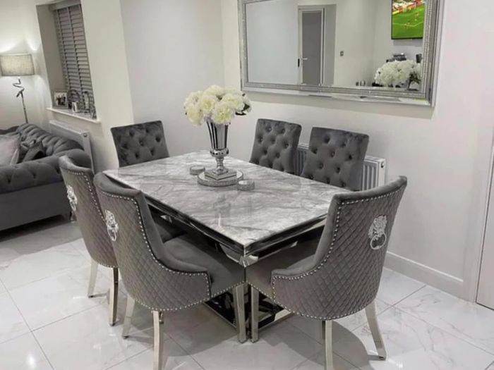 Marble Kitchen Dining Table With 6 Chairs