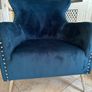Navy Blue Velvet Armchair Image 4