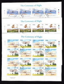 2003 Ireland Centenary of Powered Flight Commemorative Stamp Sheetlets Fine CDS Used with Dublin cancel of 29th July 2003 (First day of issued) on envelope extract.