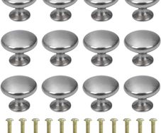 SALE | Cabinet Knob Round Door Knobs Mushroom Shape Pull Handle with Screws for Cabinet Wardrobe Drawer Cupboard 12 Pieces Silver Brushed