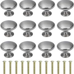 SALE | Cabinet Knob Round Door Knobs Mushroom Shape Pull Handle with Screws for Cabinet Wardrobe Drawer Cupboard 12 Pieces Silver Brushed