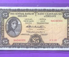 Irish five pound lavery note