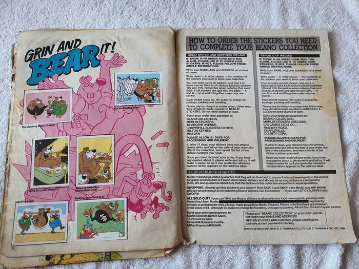 Beano Sticker Book 98% Full + Spare Book about 50% full