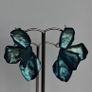 Iridescent Metallic Teal Irregular Petal Earrings Image 4
