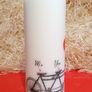 XL Valentines day Birthday wedding day decorative ivory pillar candle me&you tandem bike and red balloon Image 4