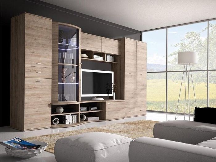 Classic design wall unit set Grenada .TV stand wardrobe ,drawers and glassy unit .