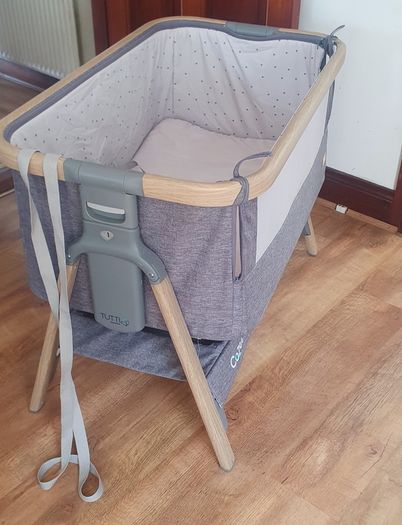 Tutti Bambini Cozee Bedside Crib - Oak and Charcoal