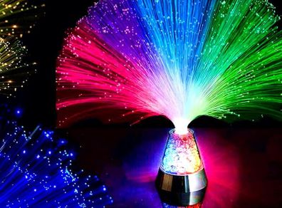 E&A Ice Fiber Optic Mood Novelty Lamps Lighting Glacier Lite with Color-Changing Crystals Base