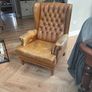 Chesterfield armchair tan leather Image 2