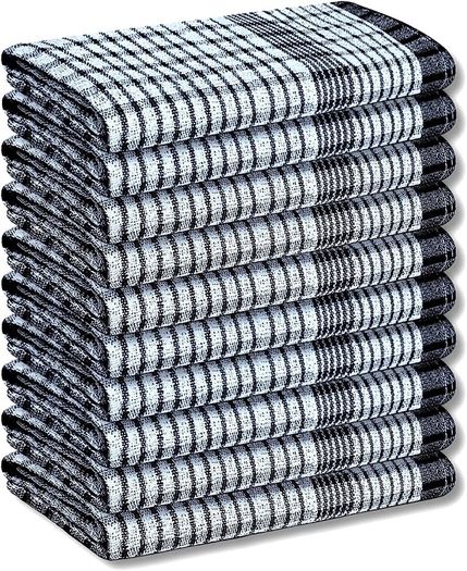 Wonderdry Tea Towels Kitchen Pack of 10, Cotton Absorbent Long Lasting Catering Cloths (FREE SHIPPING)