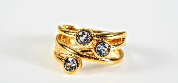 Heavy Tanzanite ring gold plated on sterling silver