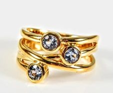 Heavy Tanzanite ring gold plated on sterling silver