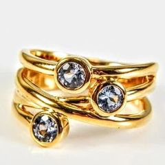 Heavy Tanzanite ring gold plated on sterling silver