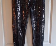 Spanx Black Sequin Faux Leather Leggings