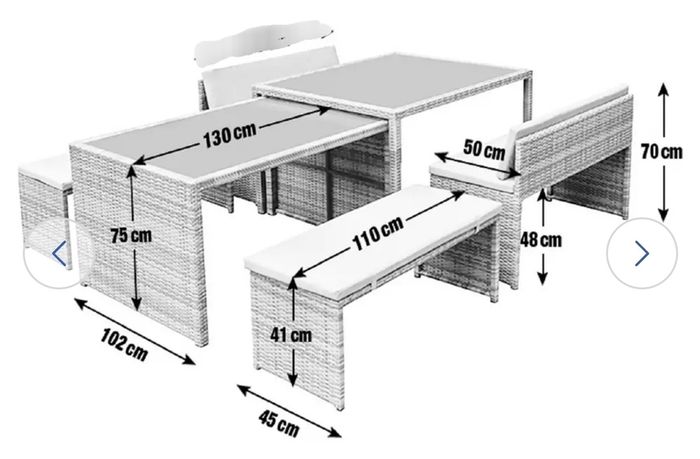 Outdoor Extending Dining Set - Grey Rattan