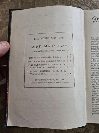 Lord Macaulay's Essays And Lays Of Ancient Rome. 1909 New Impression Hardback In Good Condition.  See Photos For Same.