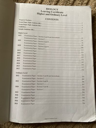 LC Biology Higher & Ordinary Level Past Exam Papers